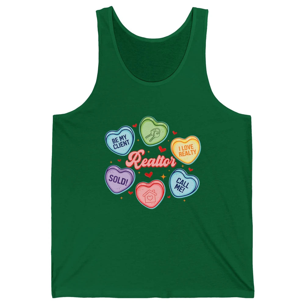 Heart Candy Valentines Day Funny Real Estate Be Mine Realtor Unisex Jersey Tank
