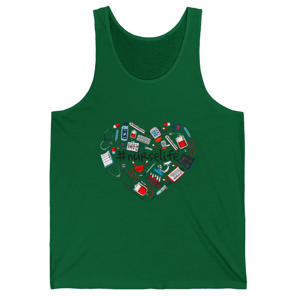 Nurse Life Stethoscope Heart Funny Nursing Love CNA Worker Unisex Jersey Tank