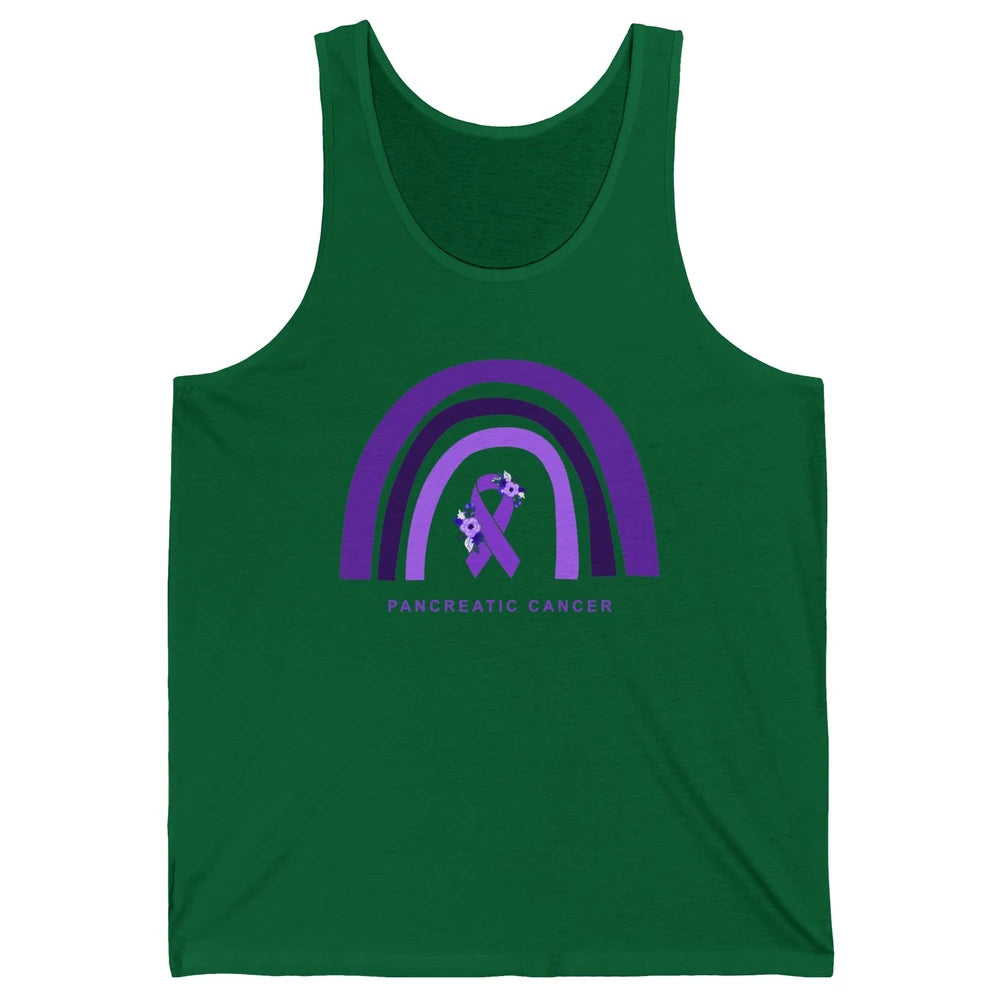 Pancreatic Cancer Awareness Floral Purple Ribbon Rainbow Unisex Jersey Tank