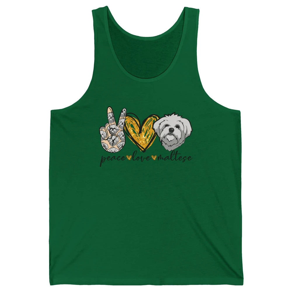 Peace Love Maltese Dog Maltese Dad Mom Mothers Fathers Day Unisex Jersey Tank