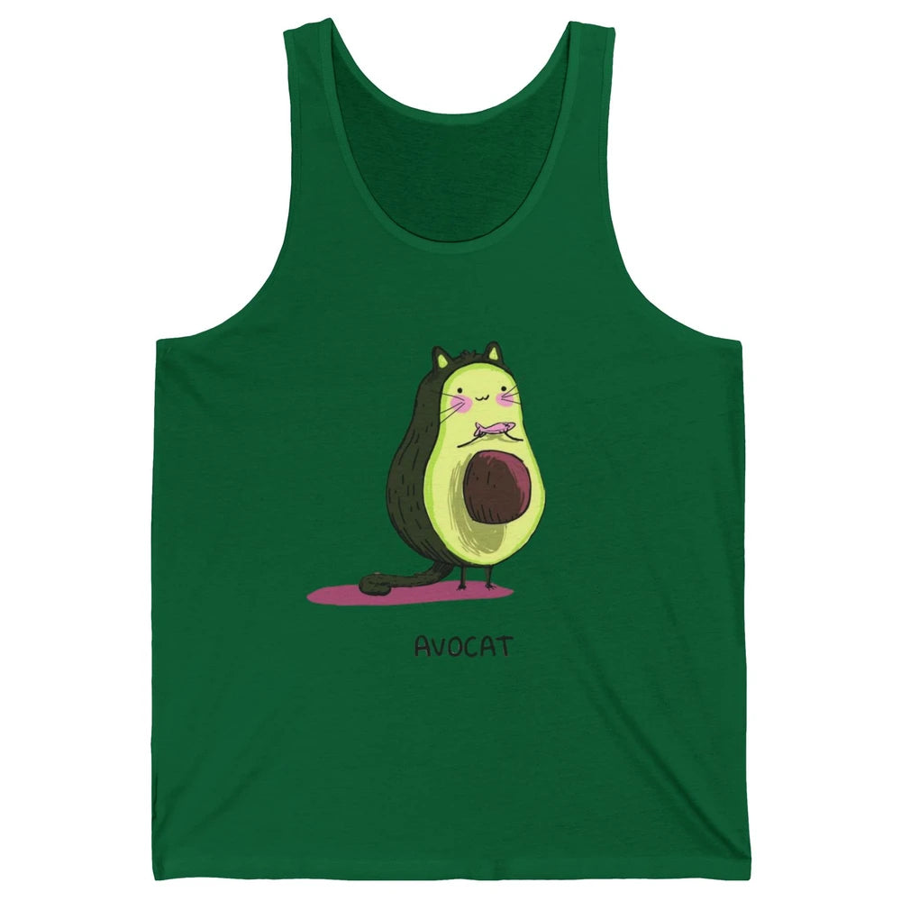 Cute Avocat Avocado Pink Cat Kitten Pun Healthy Vegan Veggie Unisex Jersey Tank