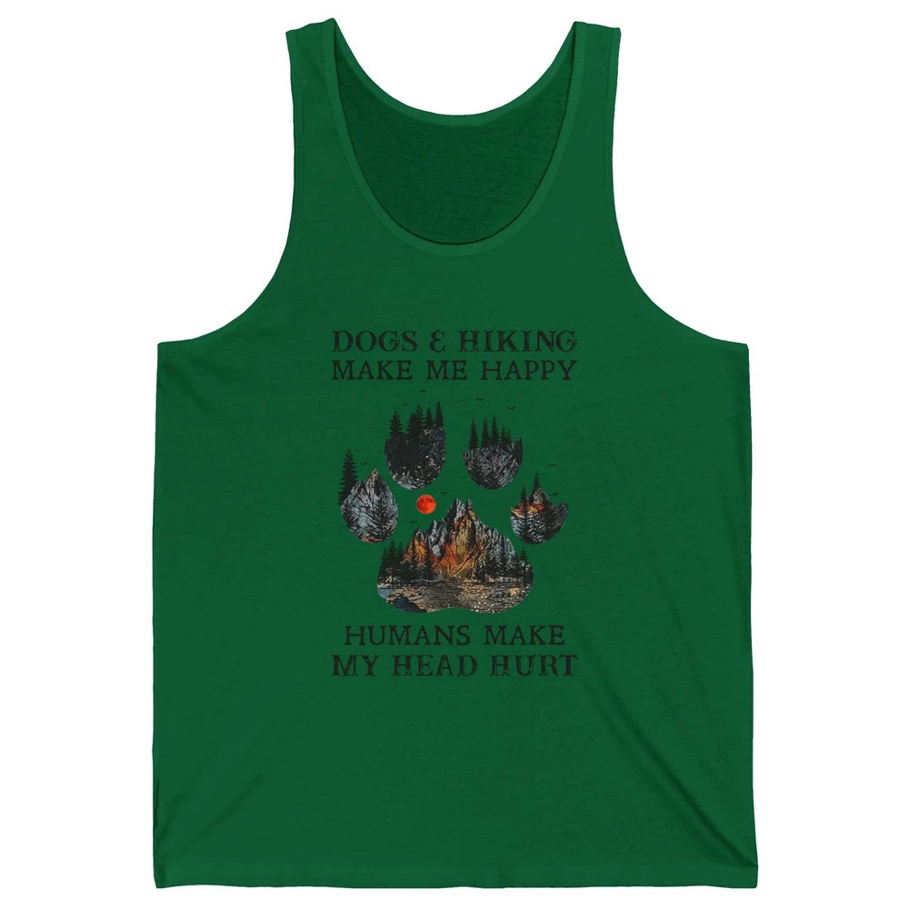 Retro Mountain Dogs & Hiking Make Me Happy Dogs Paws Camping Unisex Jersey Tank