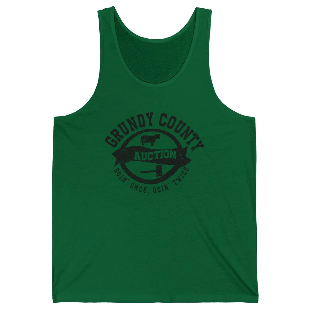 Retro Bull Skull Grundy County Auction Western Country Farm Unisex Jersey Tank