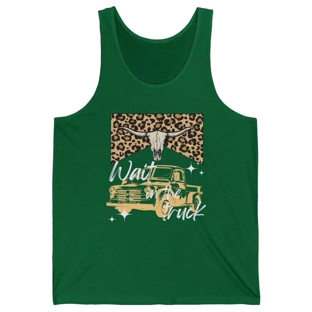 Retro Leopard Bull Skull Wait In The Truck Western Country Unisex Jersey Tank
