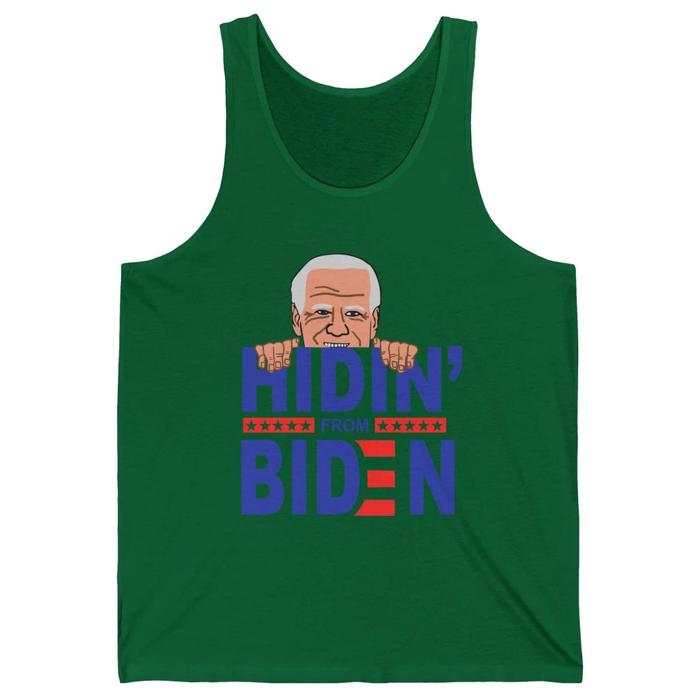 Retro Funny Joe Biden Hiding From Biden Anti Liberal US Flag Unisex Jersey Tank