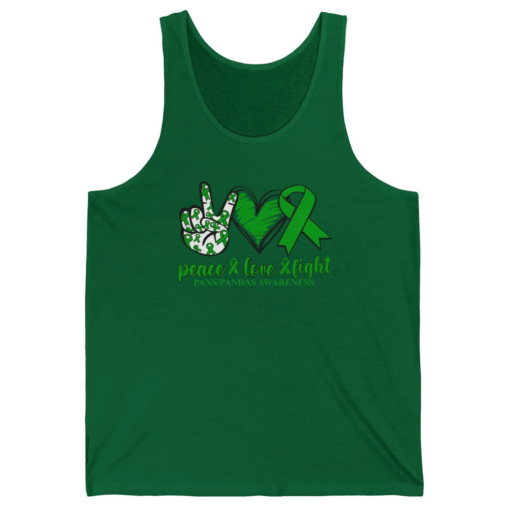 PANS/PANDAS Awareness Green Ribbon Peace Love Cure Unisex Jersey Tank
