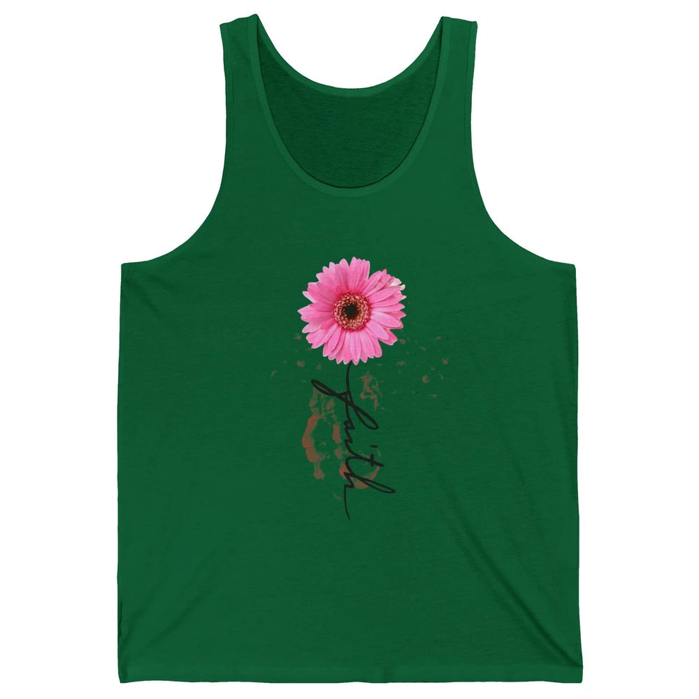 Pink Daisy Faith Cross Christian Religious God Lovers Gift Unisex Jersey Tank