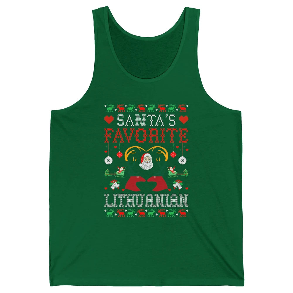 Merry Christmas Santa Favorite Lithuanian Xmas Ugly Santa Unisex Jersey Tank