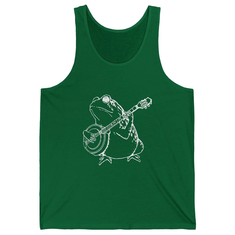 Retro Frog Playing Banjo Musician Banjo Player Music Vintage Unisex Jersey Tank