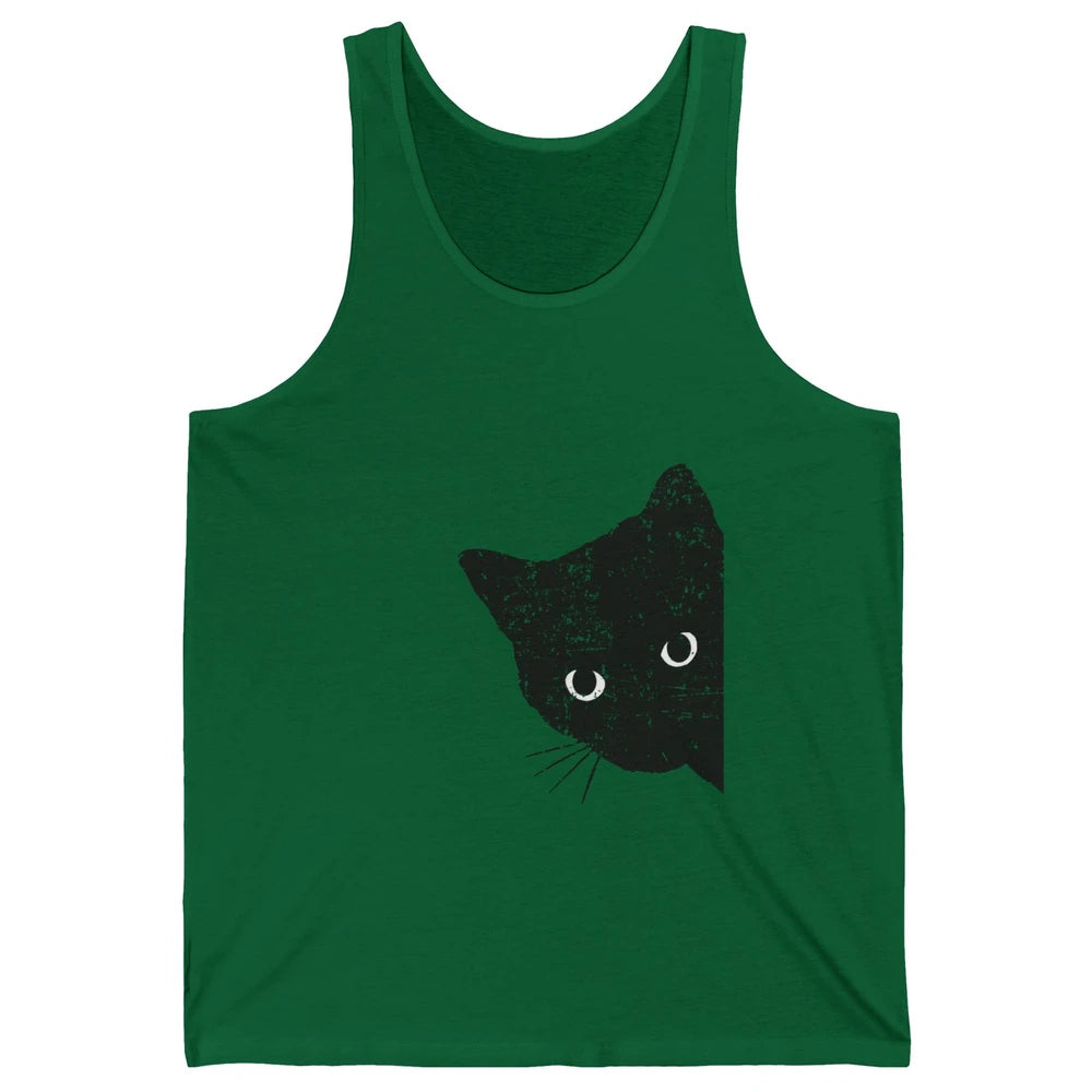 Funny Retro Black Cat Peeking Ew People Anti Social Cat Unisex Jersey Tank
