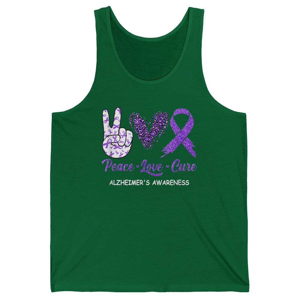 Peace Love Cure Purple Ribbon Alzheimer Disease Awareness Unisex Jersey Tank