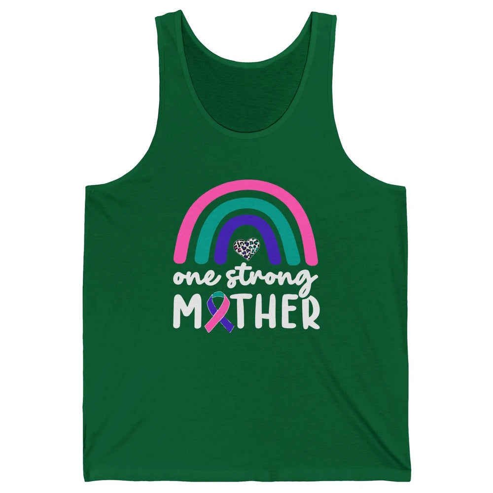 One Strong Mother Teal Rainbow Warrior Thyroid Cancer Month Unisex Jersey Tank
