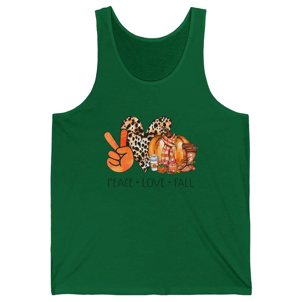 Peace Love Fall Pumpkin Spice Fall Halloween Thanksgiving Unisex Jersey Tank