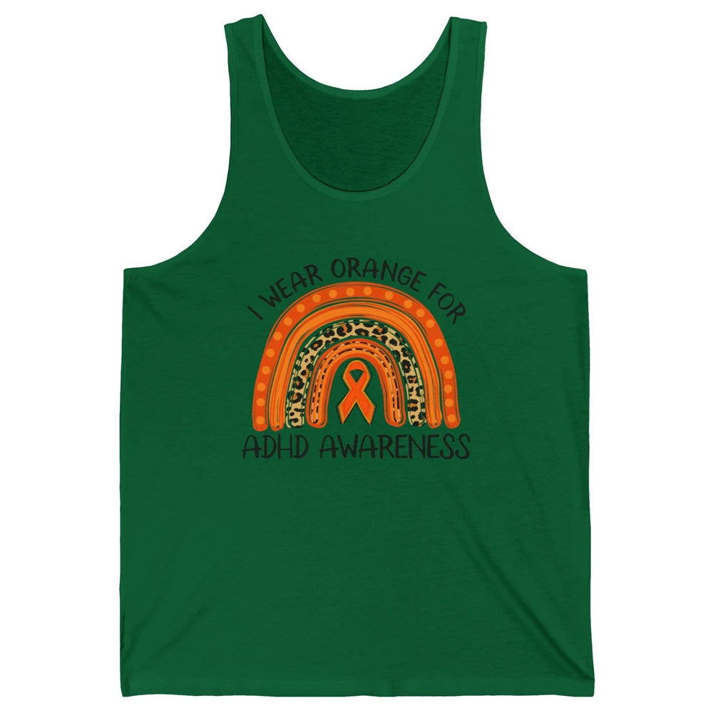 ADHD Awareness Month I Wear Orange For ADHD Rainbow Ribbon Unisex Jersey Tank
