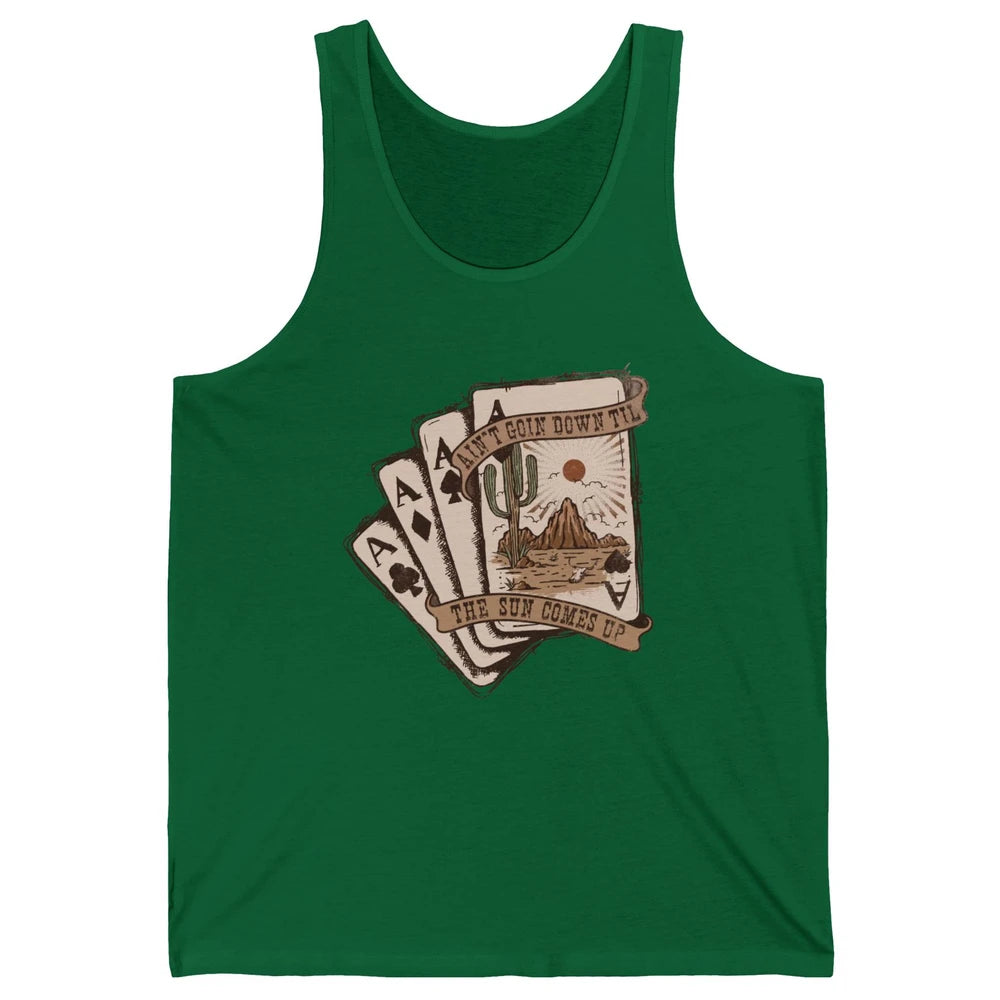 Retro Desert Sunset Cards Ain't Going Down Western Country Unisex Jersey Tank