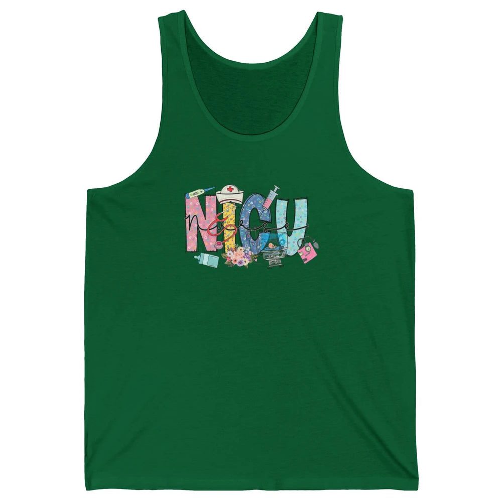 Nicu Nurse Registered Therapist Nursing Floral Leopard Care Unisex Jersey Tank