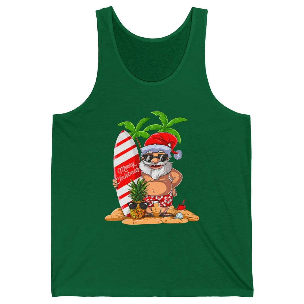 Christmas in July Santa Hawaii Surfing Summer Christmas Unisex Jersey Tank