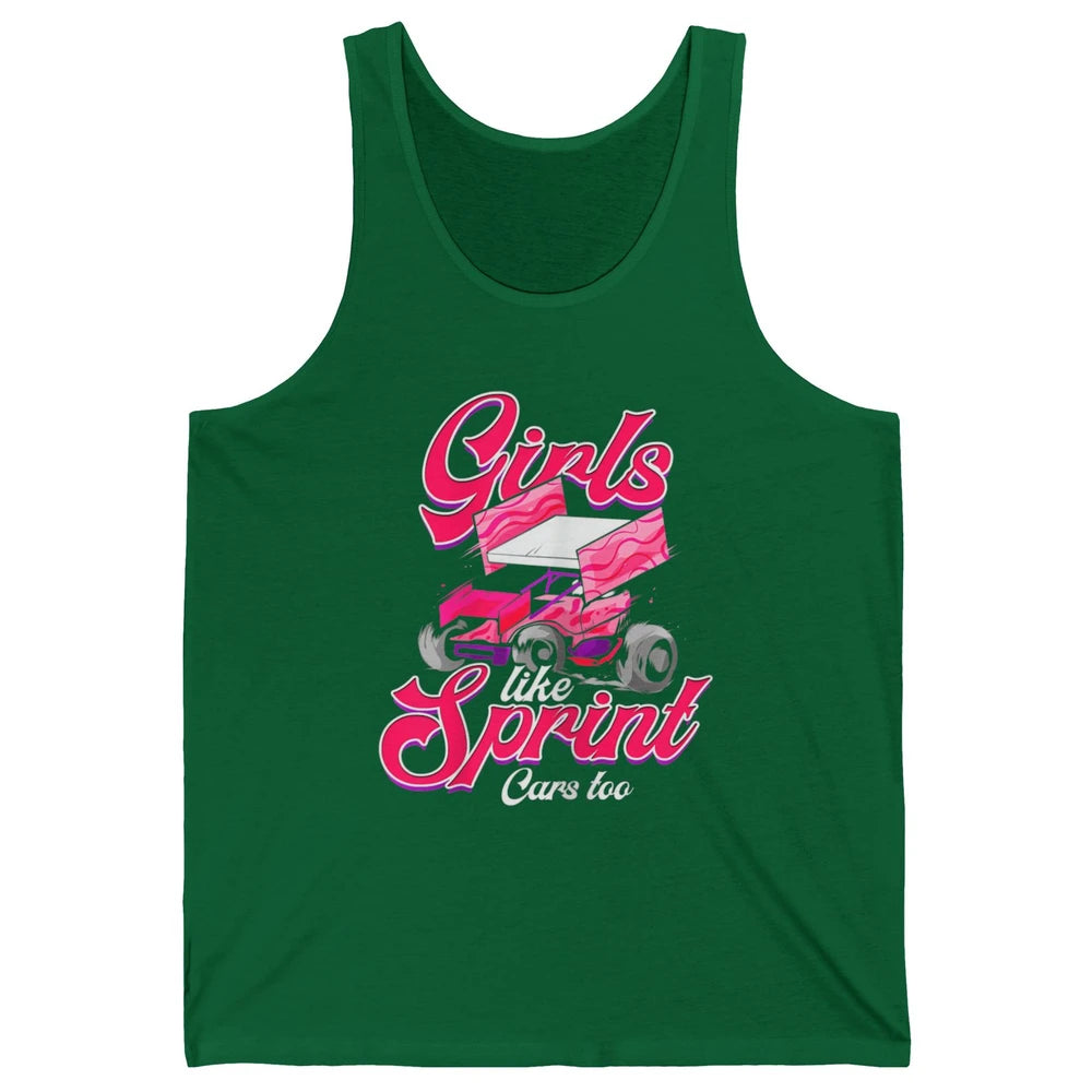 Racing Dirt Track Girls Like Sprint Car Too Race Truck Retro Unisex Jersey Tank