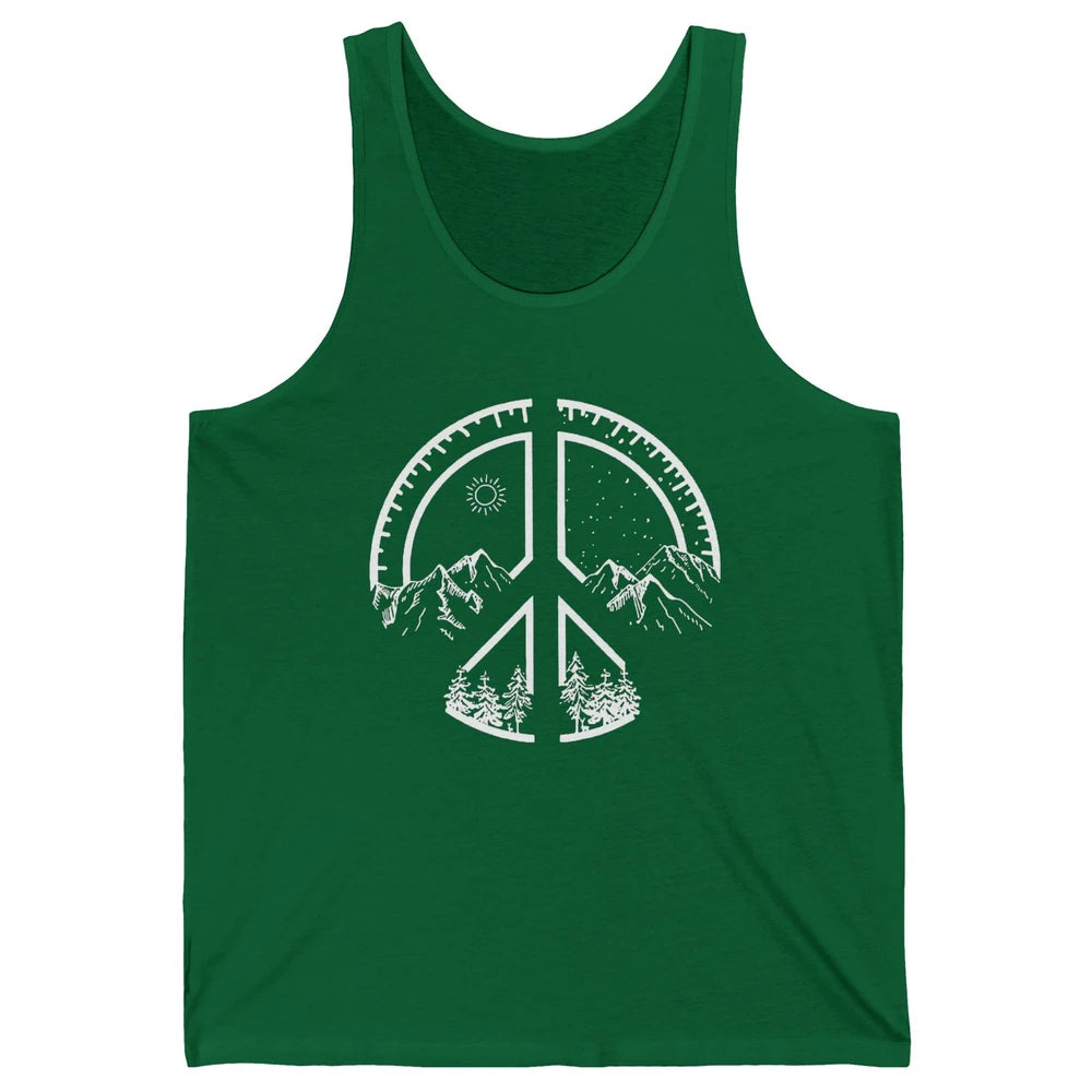 Peace Love Hiking Mountain Hikers Exploring Nature Camping Unisex Jersey Tank