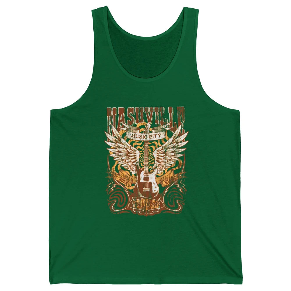 Retro Guitar Nashville Music City Western Country Music Unisex Jersey Tank