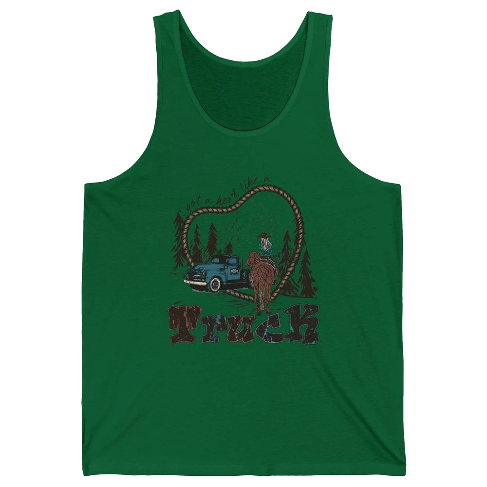 Retro Cowgirl Riding Got A Heart Like Truck Western Country Unisex Jersey Tank