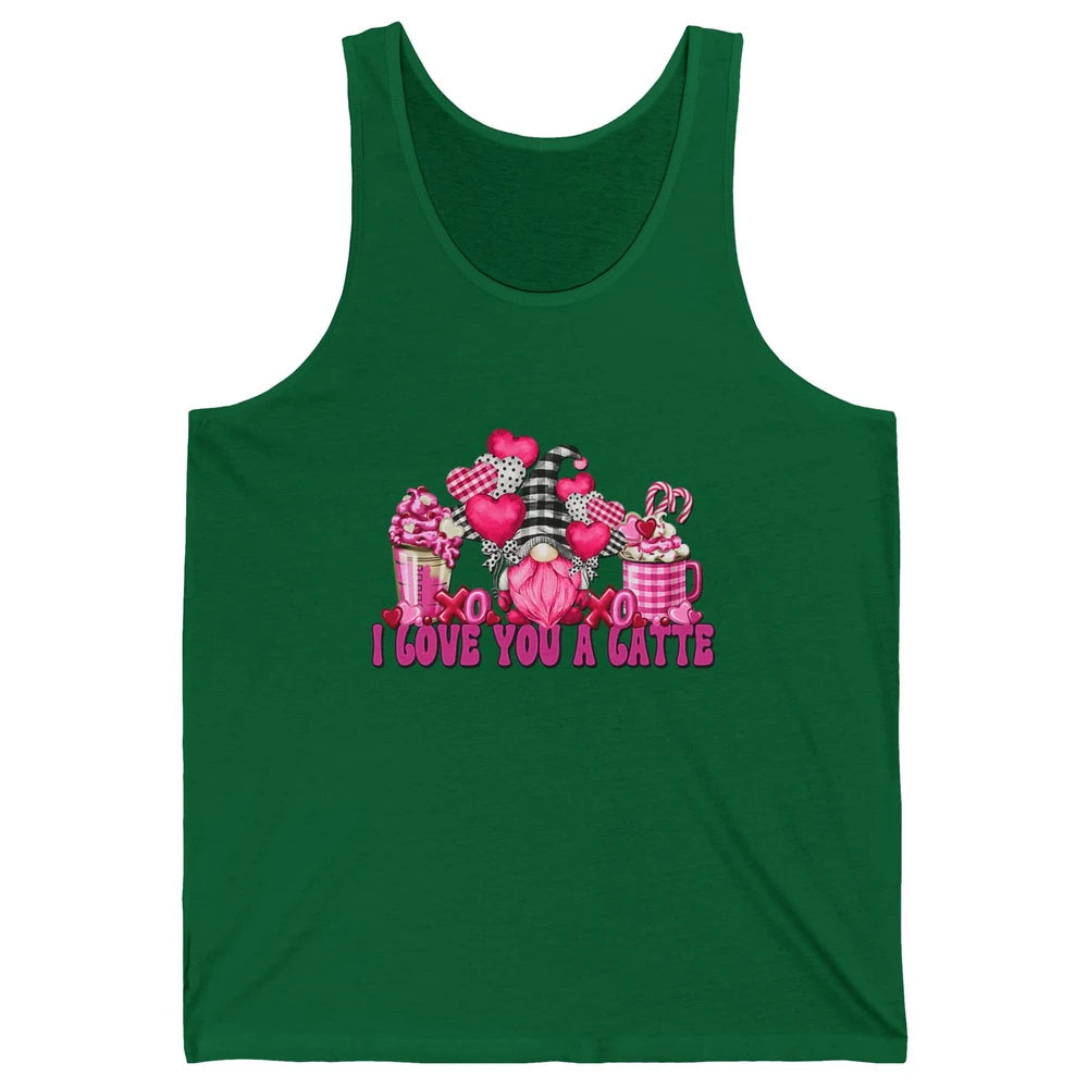 Pink Gnome And Valentines Day Latte Mugs I Love You Coffee Unisex Jersey Tank