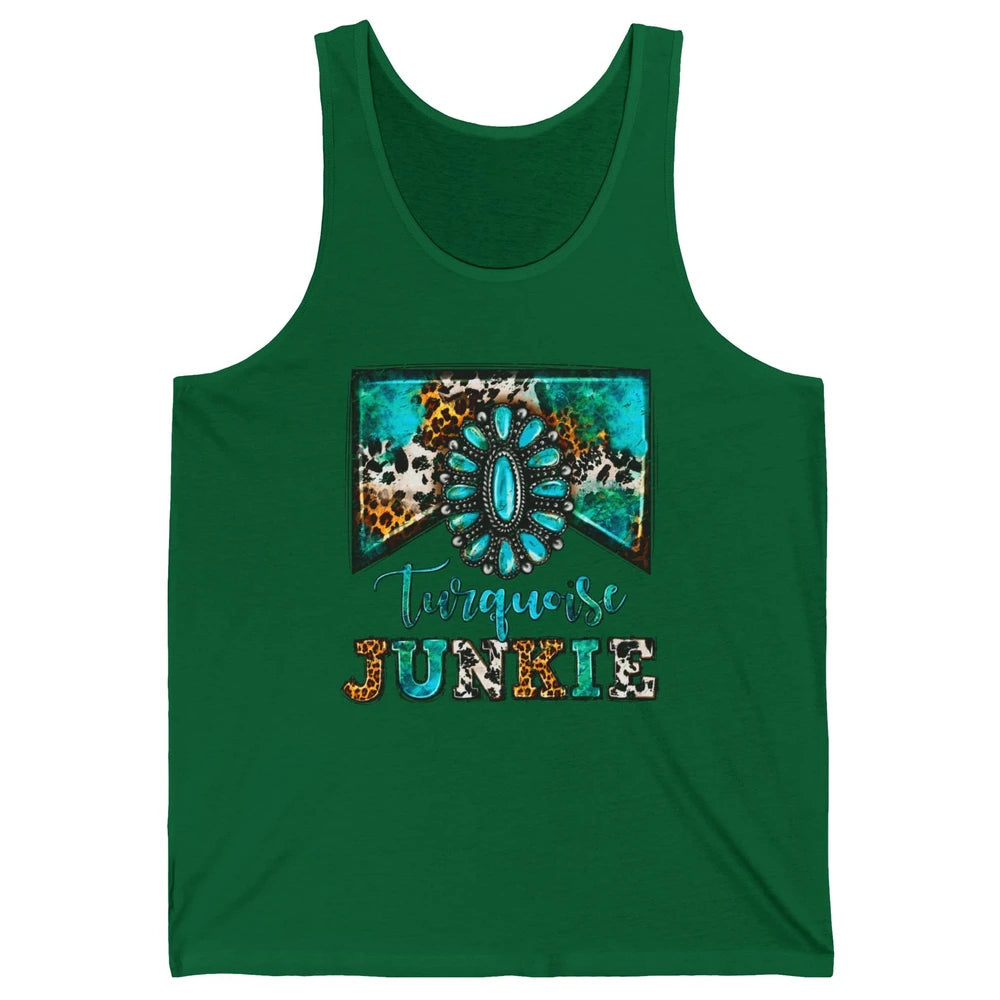 Retro Leopard Turquoise Junkie Gemstone Western Country Unisex Jersey Tank