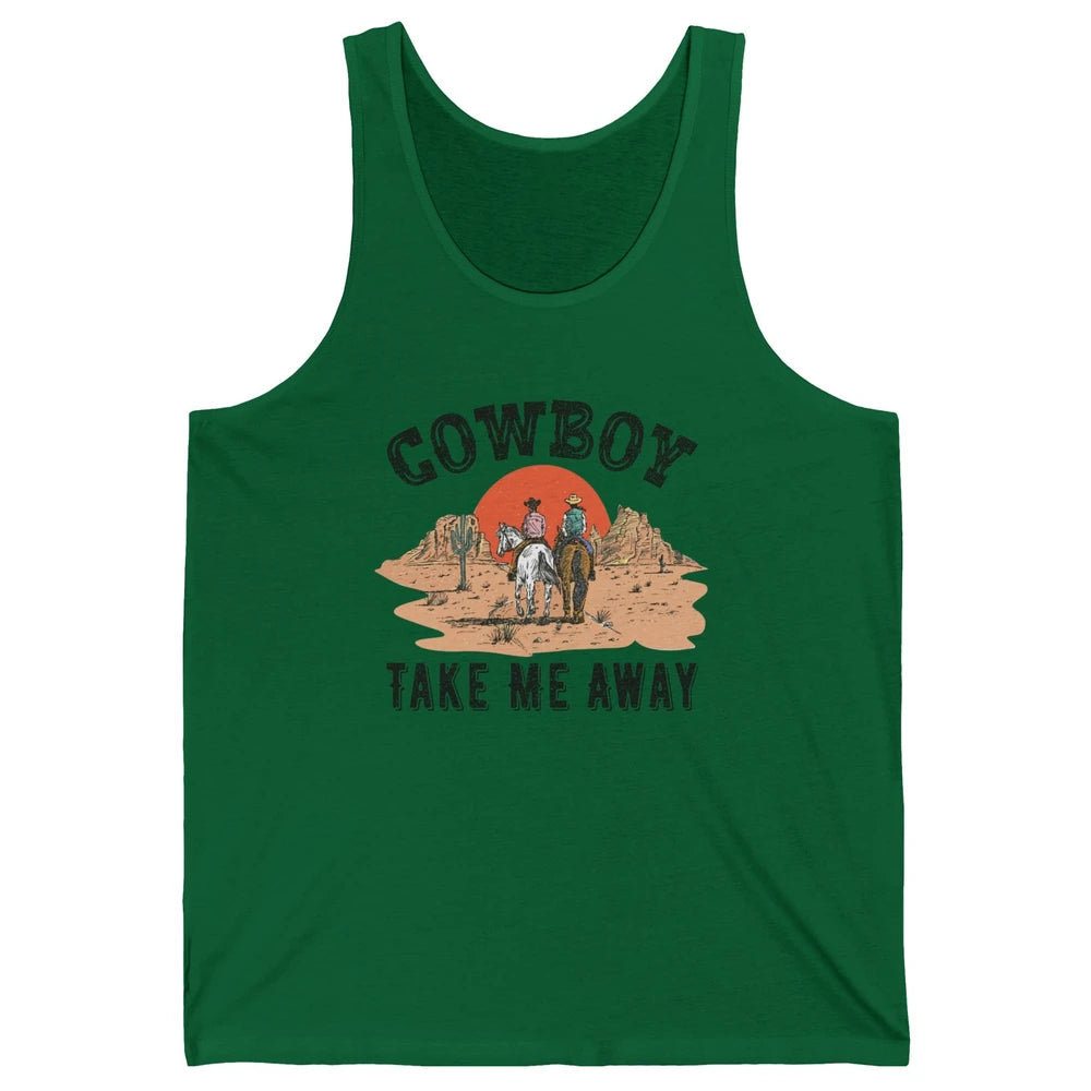 Retro Desert Sunset Cowboy Take Me Away Western Country Unisex Jersey Tank