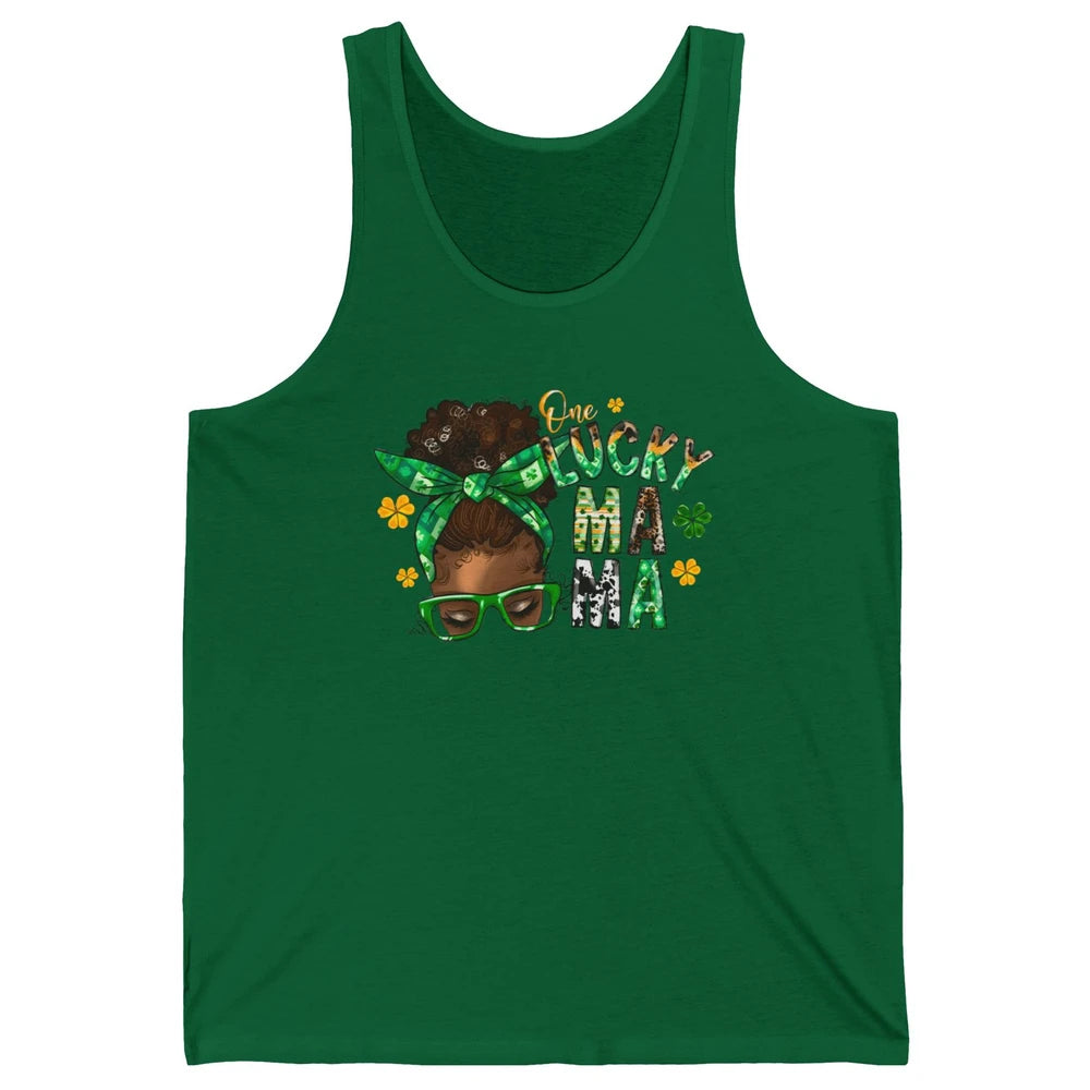 One Lucky Mama Afro Mom St Patrick's Day Black Mother Gift Unisex Jersey Tank