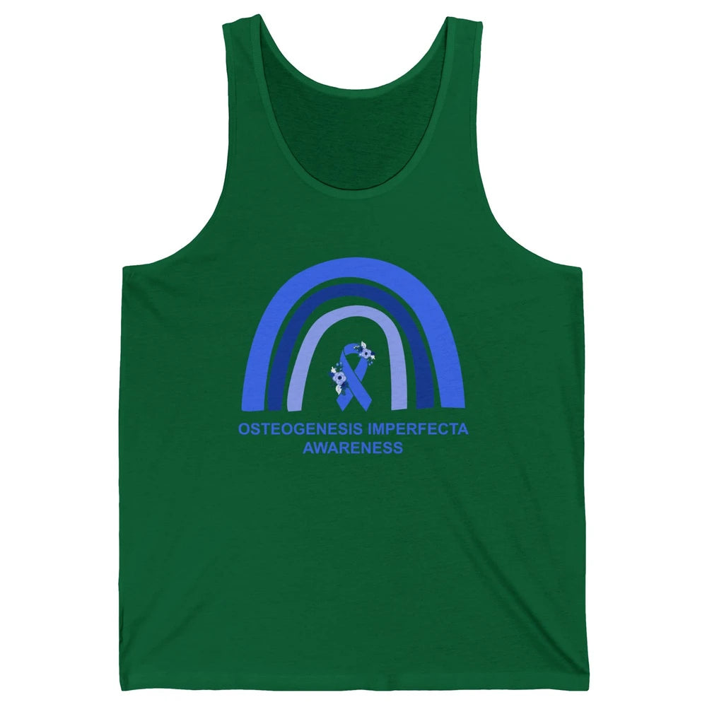 Osteogenesis Imperfecta Awareness OI Floral Blue Rainbow Unisex Jersey Tank