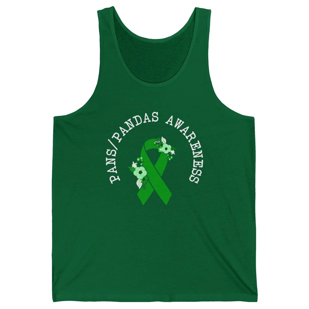 PANS/PANDAS Awareness Floral Green Ribbon Pans Disease Unisex Jersey Tank