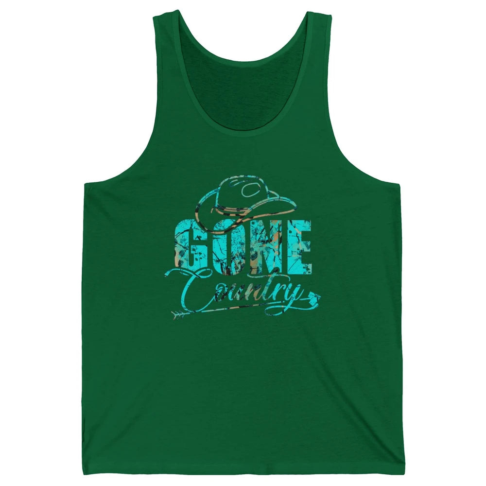 Retro Cowboy Hat Gone Country Western Country Cowgirl Gift Unisex Jersey Tank