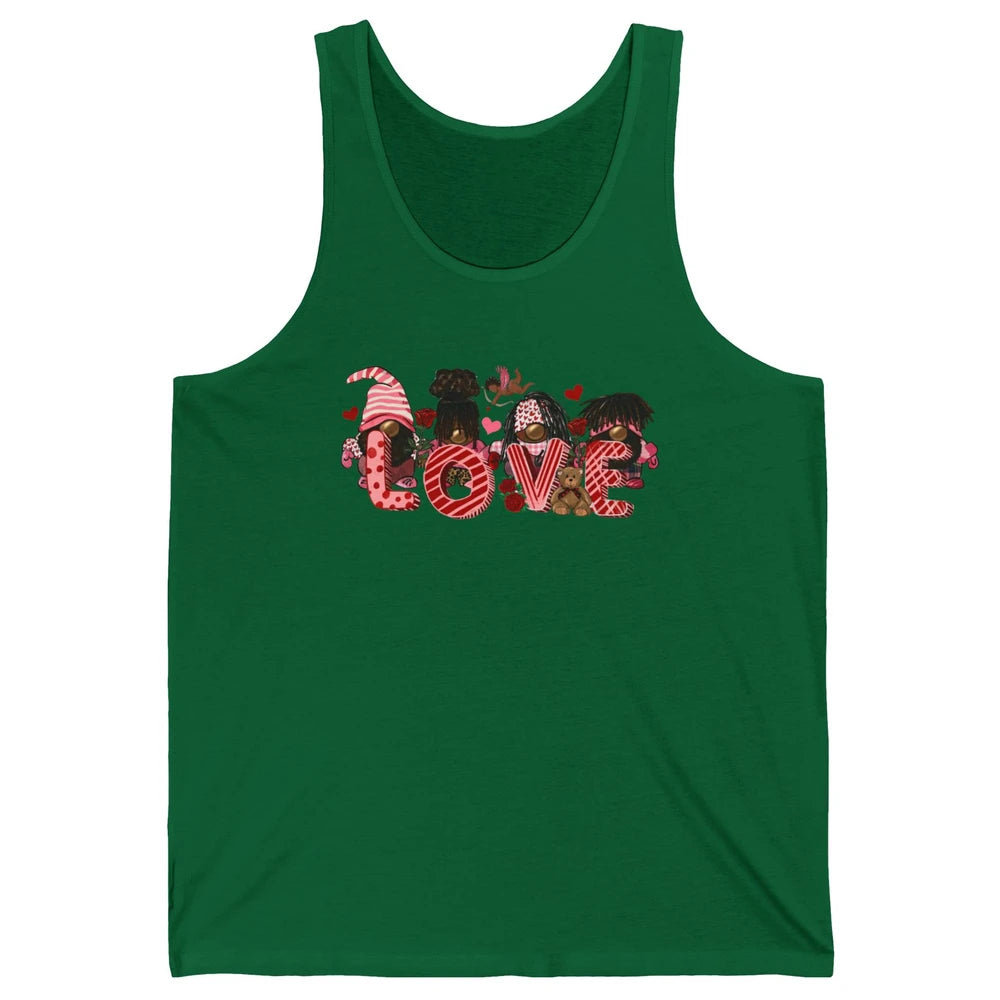 Afro Gnome Love Valentine African American Valentine's Day Unisex Jersey Tank