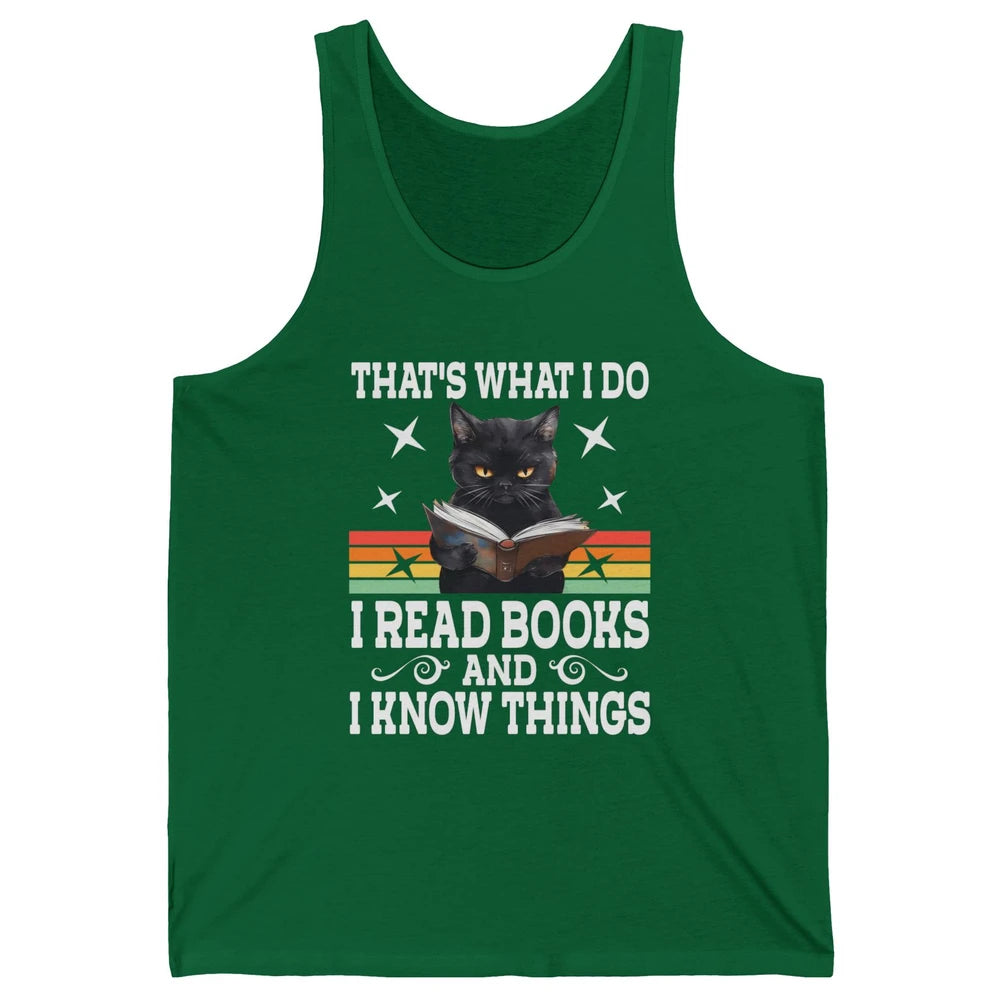 Retro Cat Books The Reader Black Cat Reading Books Bookish Bookworm Kitten Unisex Jersey Tank