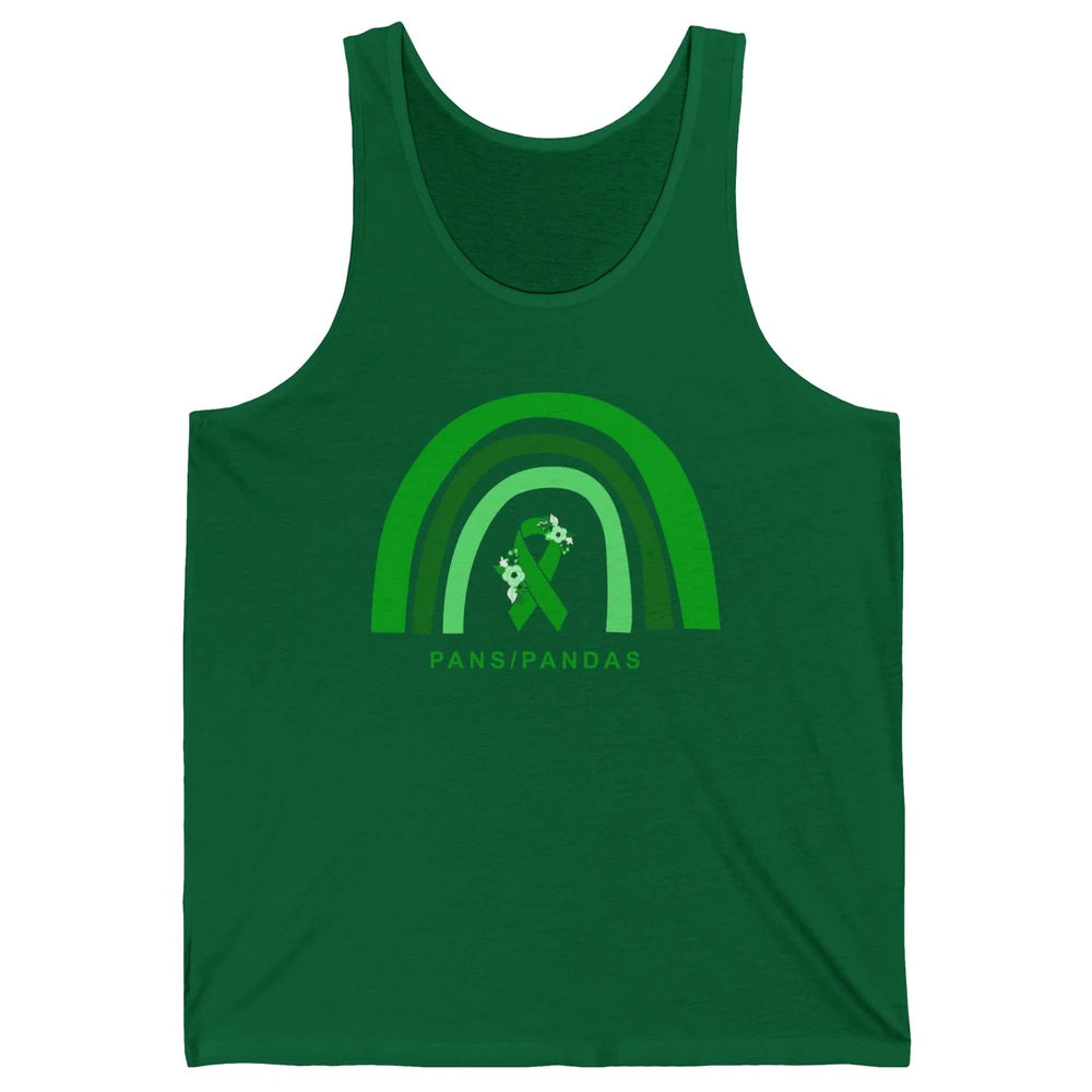 PANS/PANDAS Awareness Floral Green Ribbon Rainbow Pans Unisex Jersey Tank