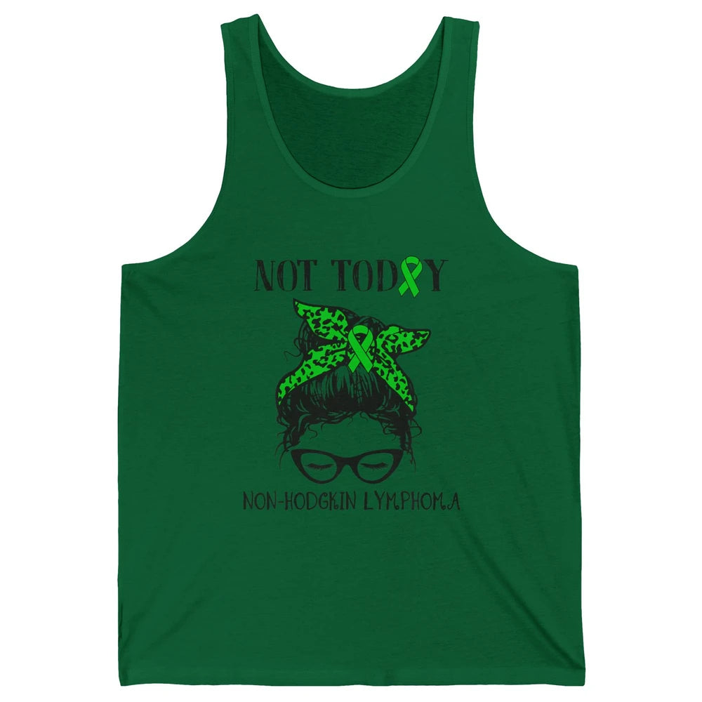 Non-Hodgkin Lymphoma Cancer Warrior Messy Hair Leopard Green Unisex Jersey Tank