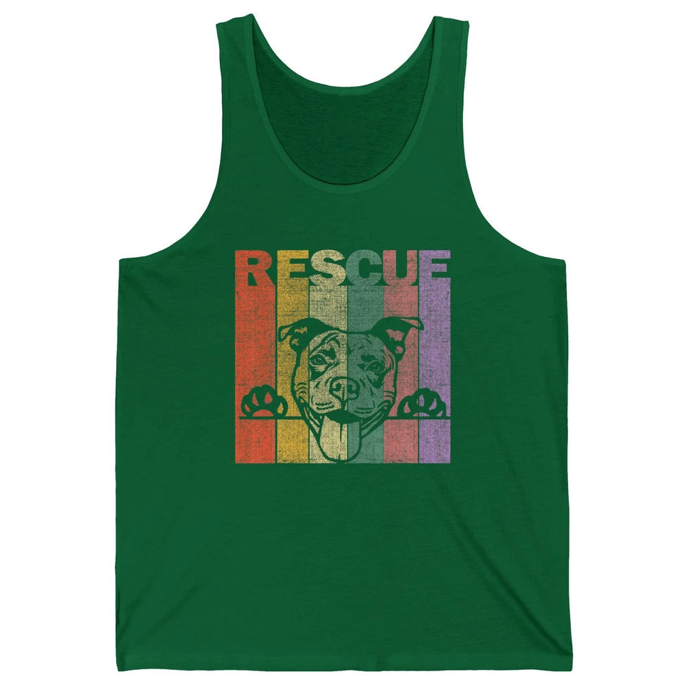 Rescue Dog Pitbull Puppy Adopt Vintage Funny Pet Rescuer Mom Unisex Jersey Tank