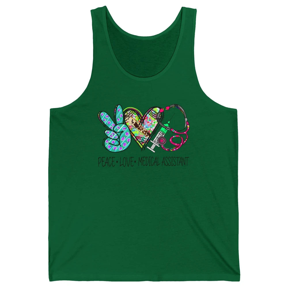 Peace Love Medical Assistant Leopard Stethoscope Nurse Life Unisex Jersey Tank