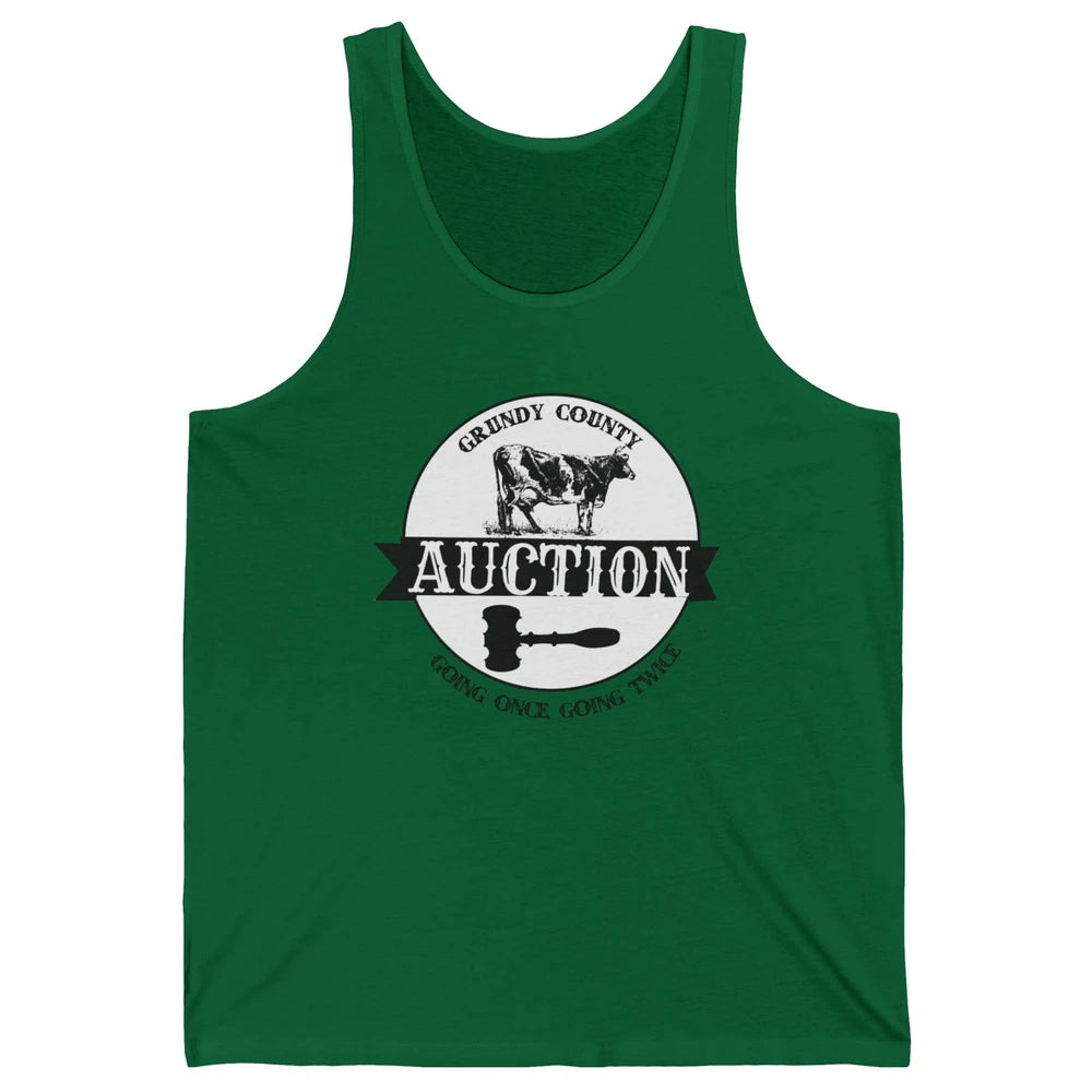 Retro Cow Cattle Grundy County Auction Western Country Farm Unisex Jersey Tank