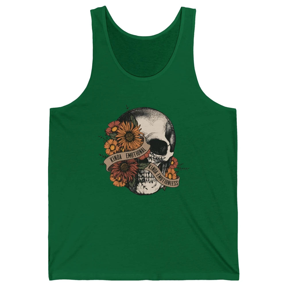 Retro Kinda Emotional Kinda Emotionless Floral Skull Unisex Jersey Tank