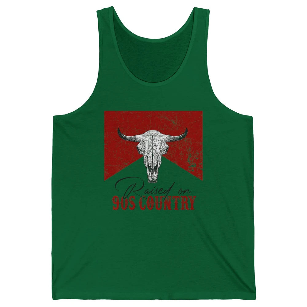 Raised On 90s Country Bull Skull Retro Western Country Rodeo Unisex Jersey Tank