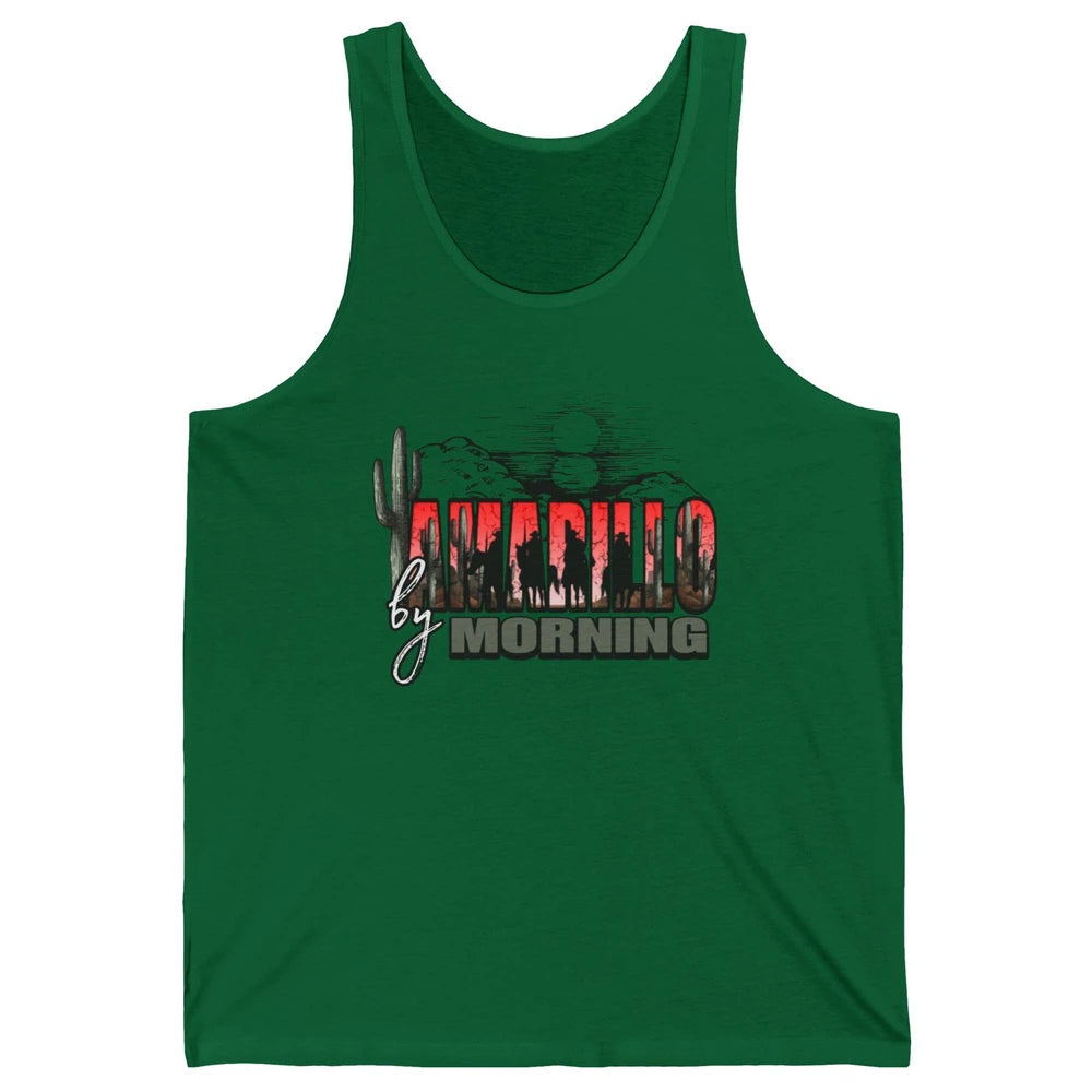 Retro Desert Sunset Amarillo By Morning Western Cowboy Unisex Jersey Tank