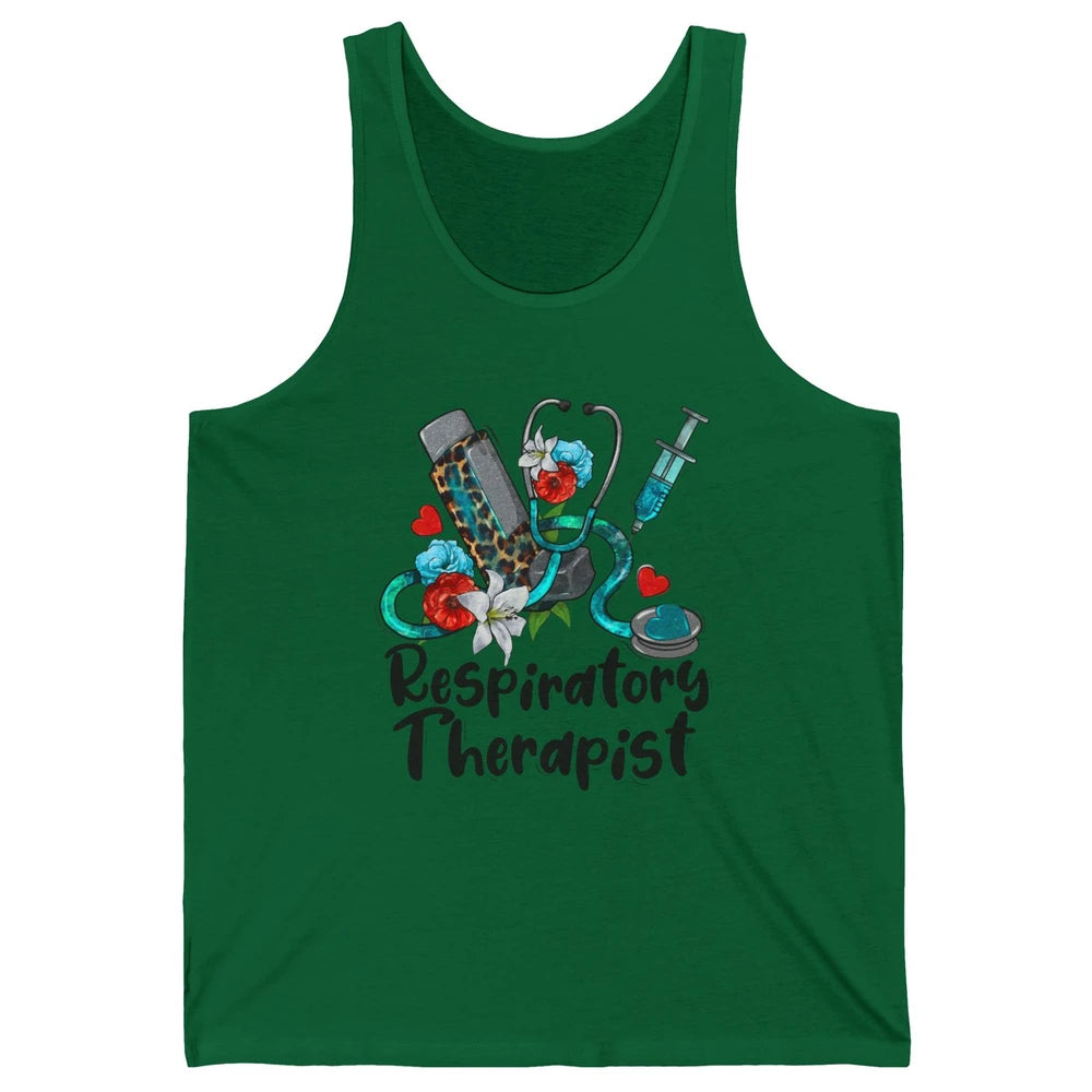 Respiratory Therapist Leopard Stethoscope Western Country RT Unisex Jersey Tank