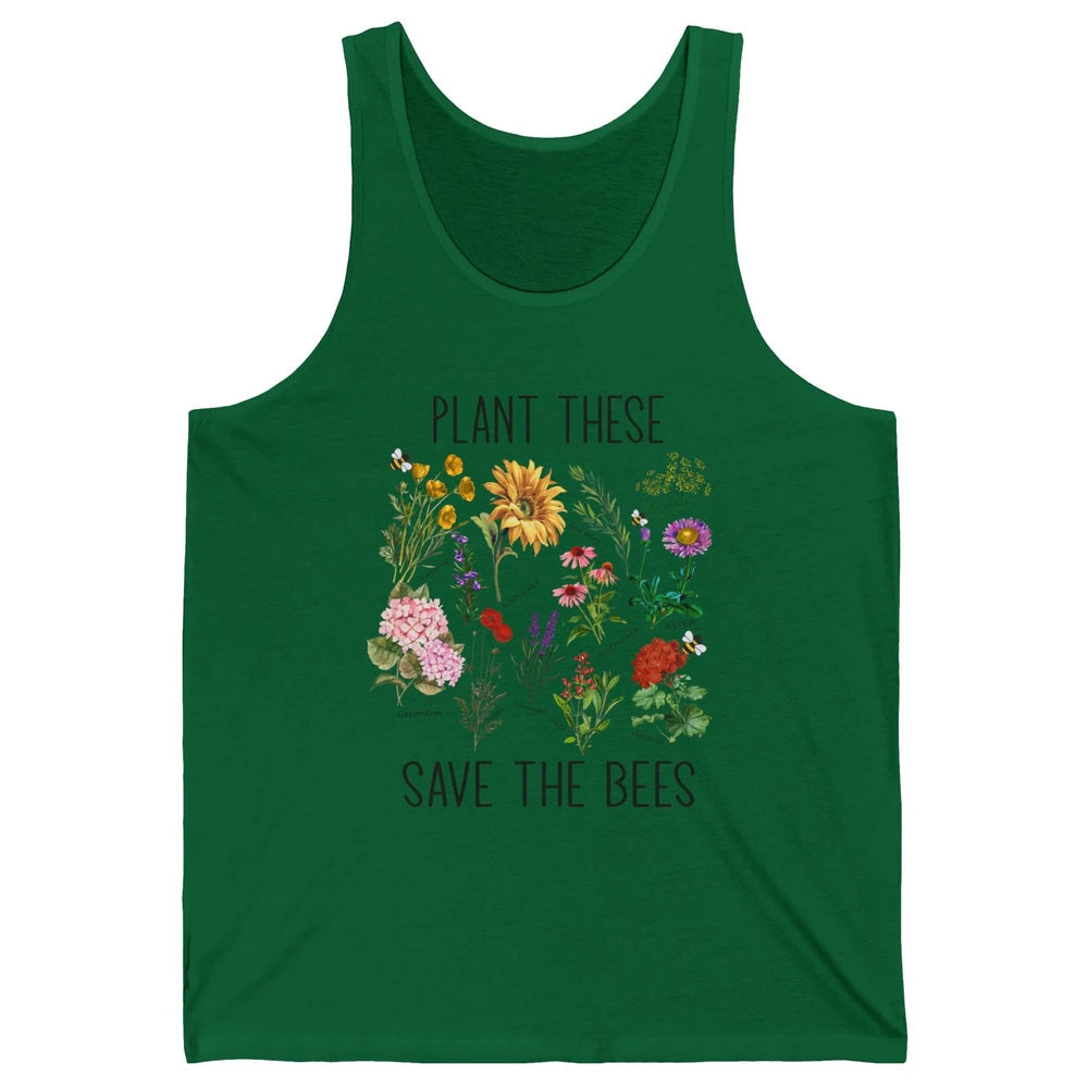Retro Plant These Save The Bees Flowers Gardening Lover Gift Unisex Jersey Tank