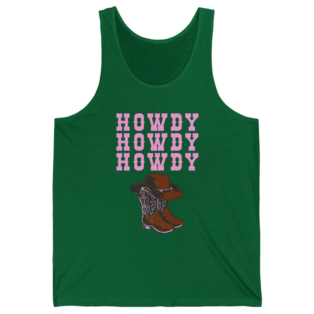 Retro Cowgirl Boots And Hat Howdy Western Country Cowboy Unisex Jersey Tank