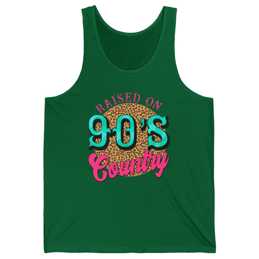 Retro Leopard Raised On 90s Country Birthday Western Country Unisex Jersey Tank