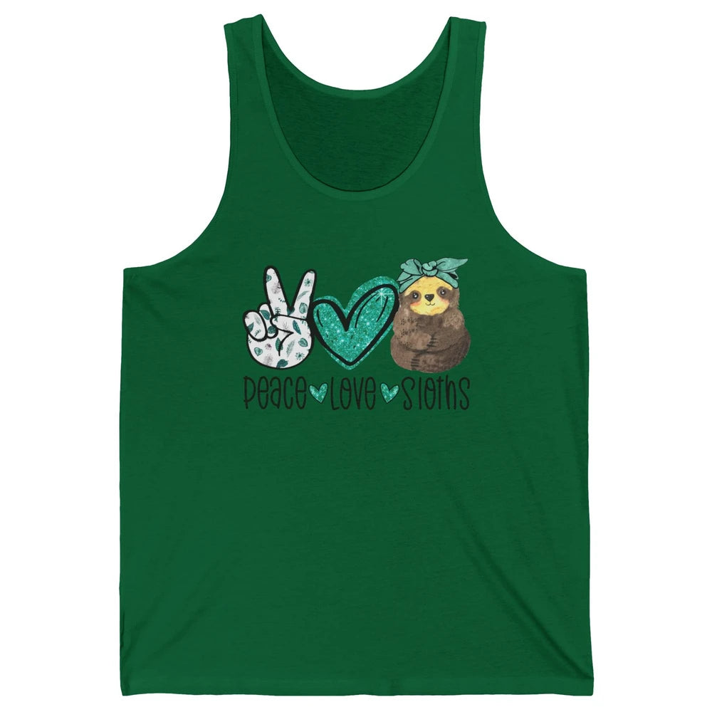 Peace Love Sloths Cute Baby Sloth With Bandana Sloth Lovers Unisex Jersey Tank