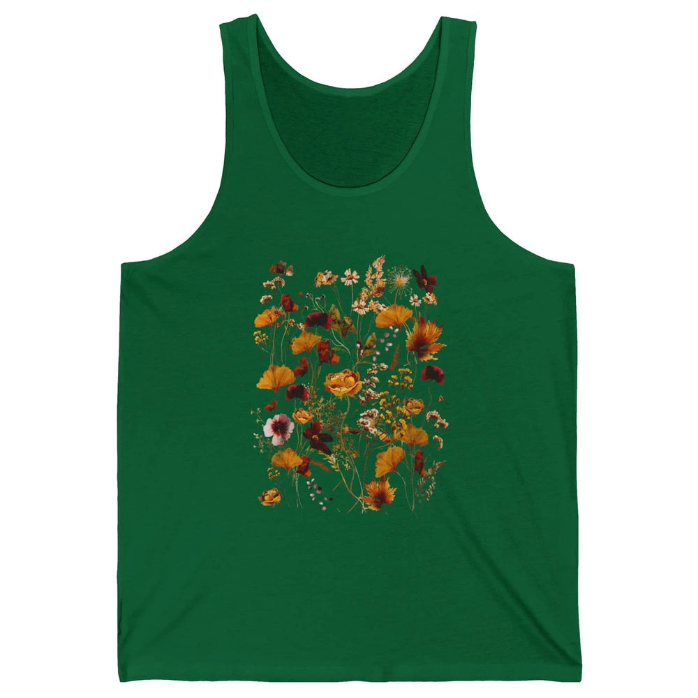 Pressed Flowers Plant Botanical Garden Wildflower Vintage Unisex Jersey Tank