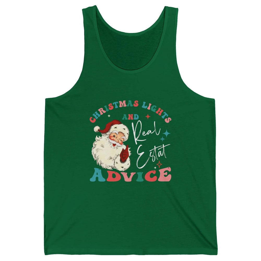 Merry Christmas Xmas Lights Santa Realtor Real Estate Advice Unisex Jersey Tank