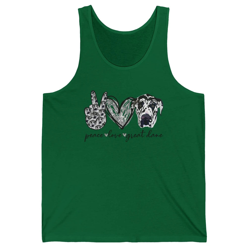 Peace Love Great Dane Dog Lovers Great Dane Mothers Fathers Unisex Jersey Tank